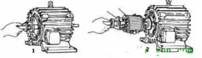 圖1-1-7小型電機轉子的拆卸 圖1-1-7小型電機轉子的拆卸